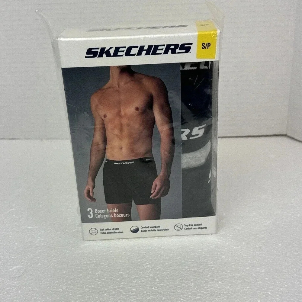 Skechers Cotton Stretch Comfort Waist Boxer Briefs 3 Pack Size S/P (28-30)